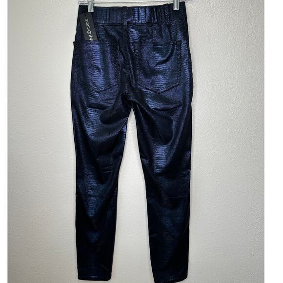 NWT Juicy Couture Navy Black Metallic Snake Print Pull On Jegging 26 - Picture 1 of 14